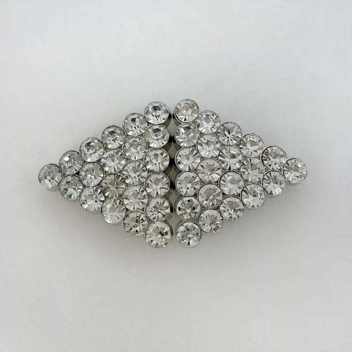 Crystalline Diamond-Grid Metal Frog Closure Buttons