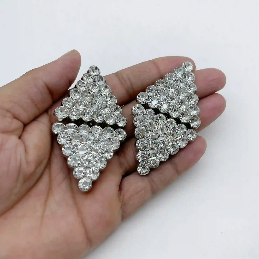 Crystalline Diamond-Grid Metal Frog Closure Buttons