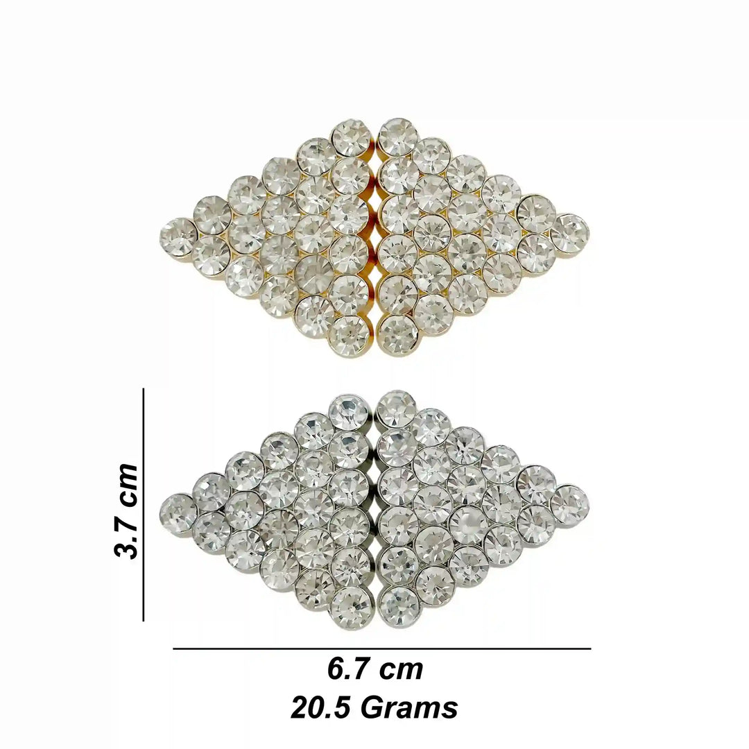 Crystalline Diamond-Grid Metal Frog Closure Buttons