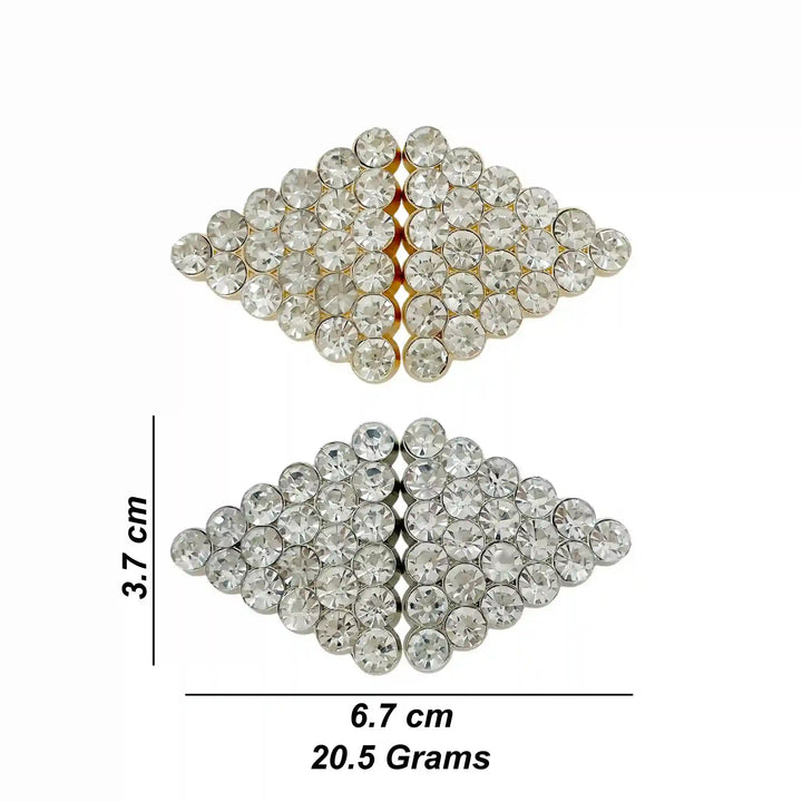 Crystalline Diamond-Grid Metal Frog Closure Buttons