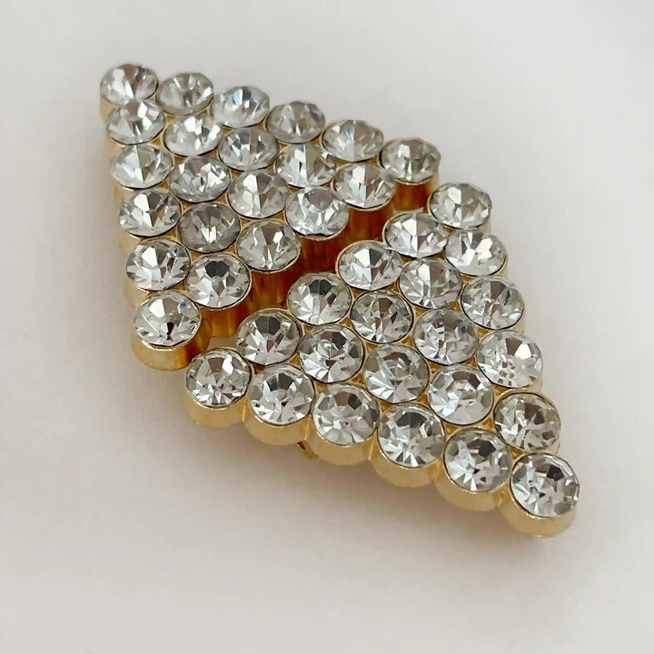 Crystalline Diamond-Grid Metal Frog Closure Buttons