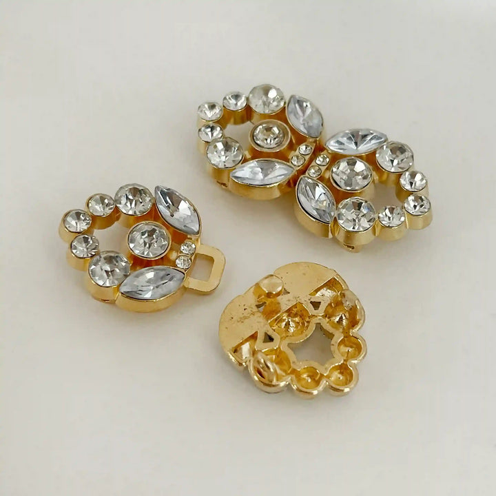 Swarovski-Style Crystal Heart Inspire Frog Metal Closure Buttons