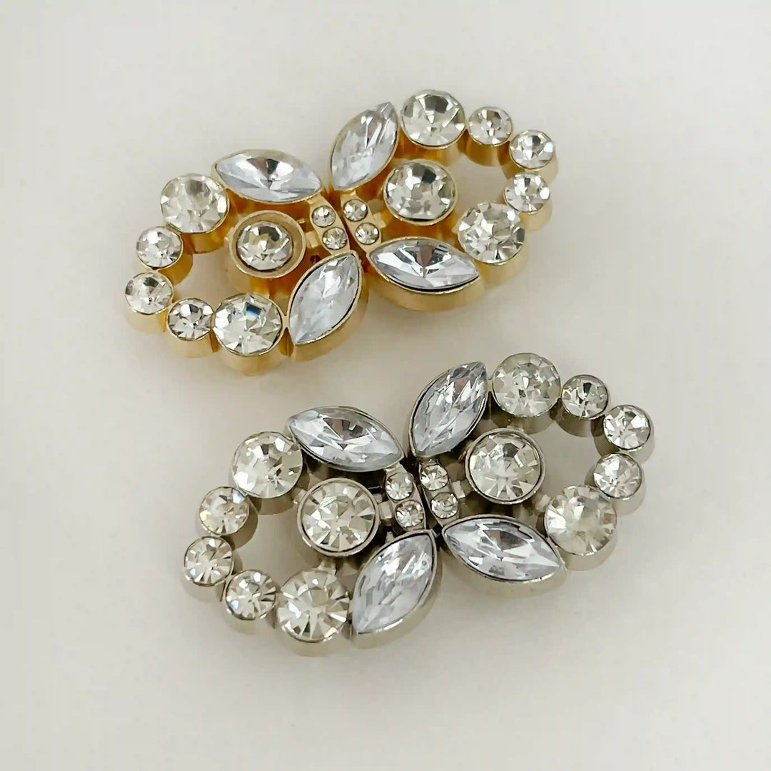 Swarovski-Style Crystal Heart Inspire Frog Metal Closure Buttons