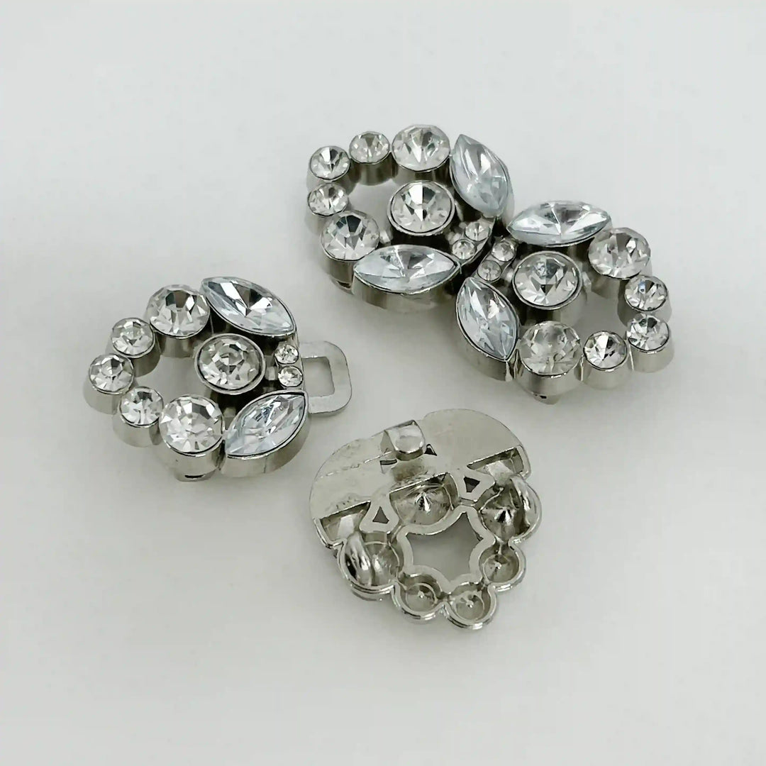 Swarovski-Style Crystal Heart Inspire Frog Metal Closure Buttons