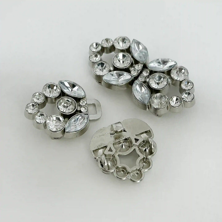 Swarovski-Style Crystal Heart Inspire Frog Metal Closure Buttons