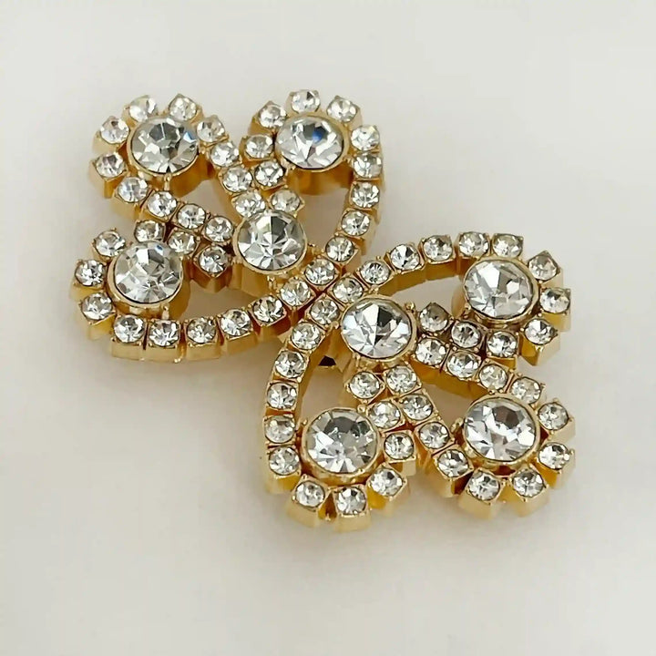 Bow Inspire Rhinestone Metal Frog Closure Buttons