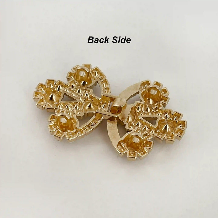 Bow Inspire Rhinestone Metal Frog Closure Buttons