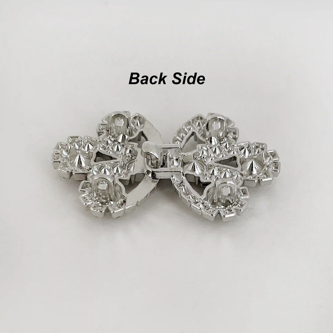 Bow Inspire Rhinestone Metal Frog Closure Buttons