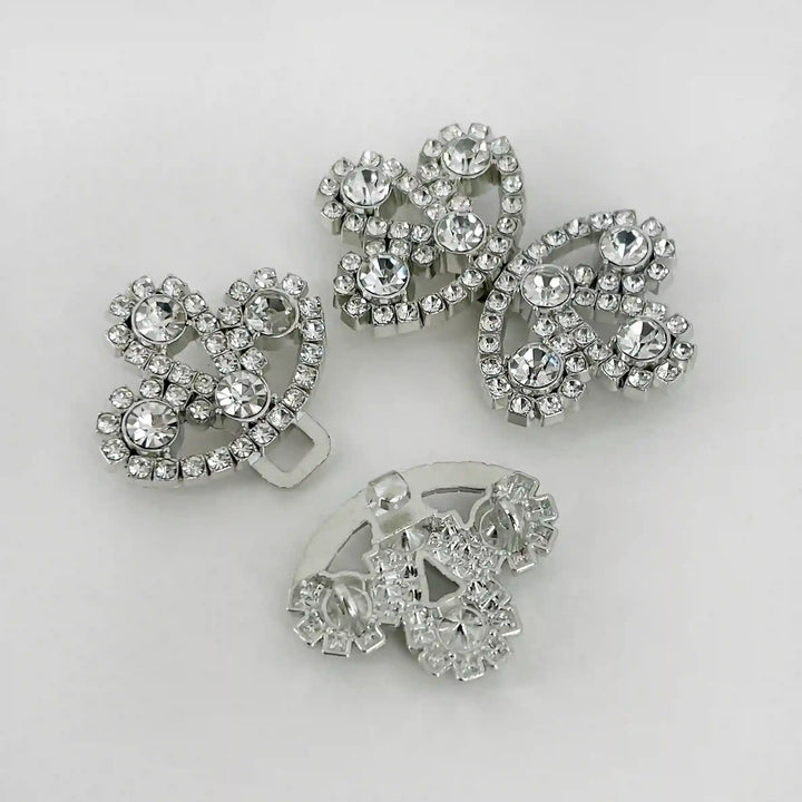 Bow Inspire Rhinestone Metal Frog Closure Buttons