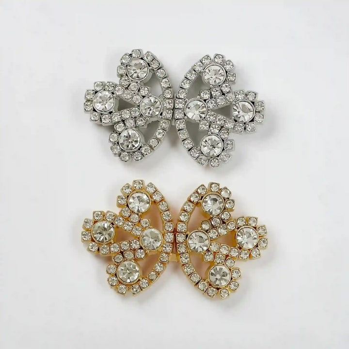 Bow Inspire Rhinestone Metal Frog Closure Buttons