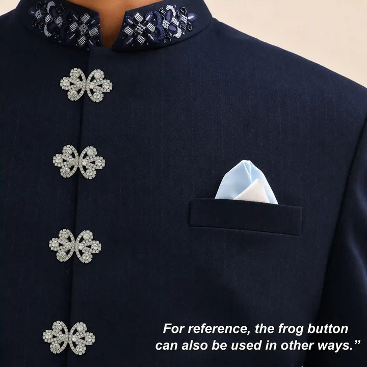 Bow Inspire Rhinestone Metal Frog Closure Buttons