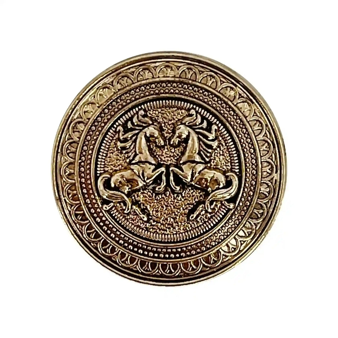 Embossed Dual-Horse Metal Buttons