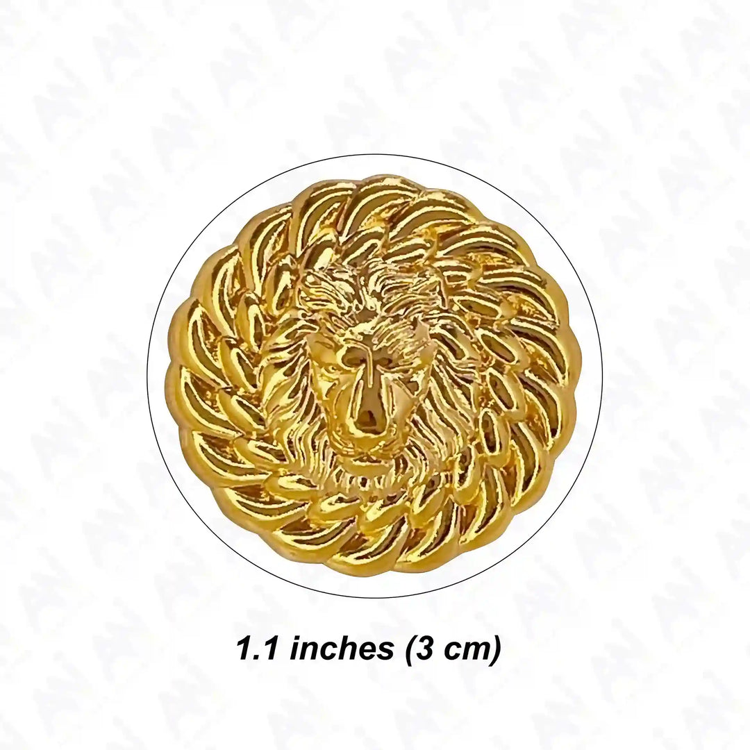 Lion Head Shiny Gold Metal Brooch