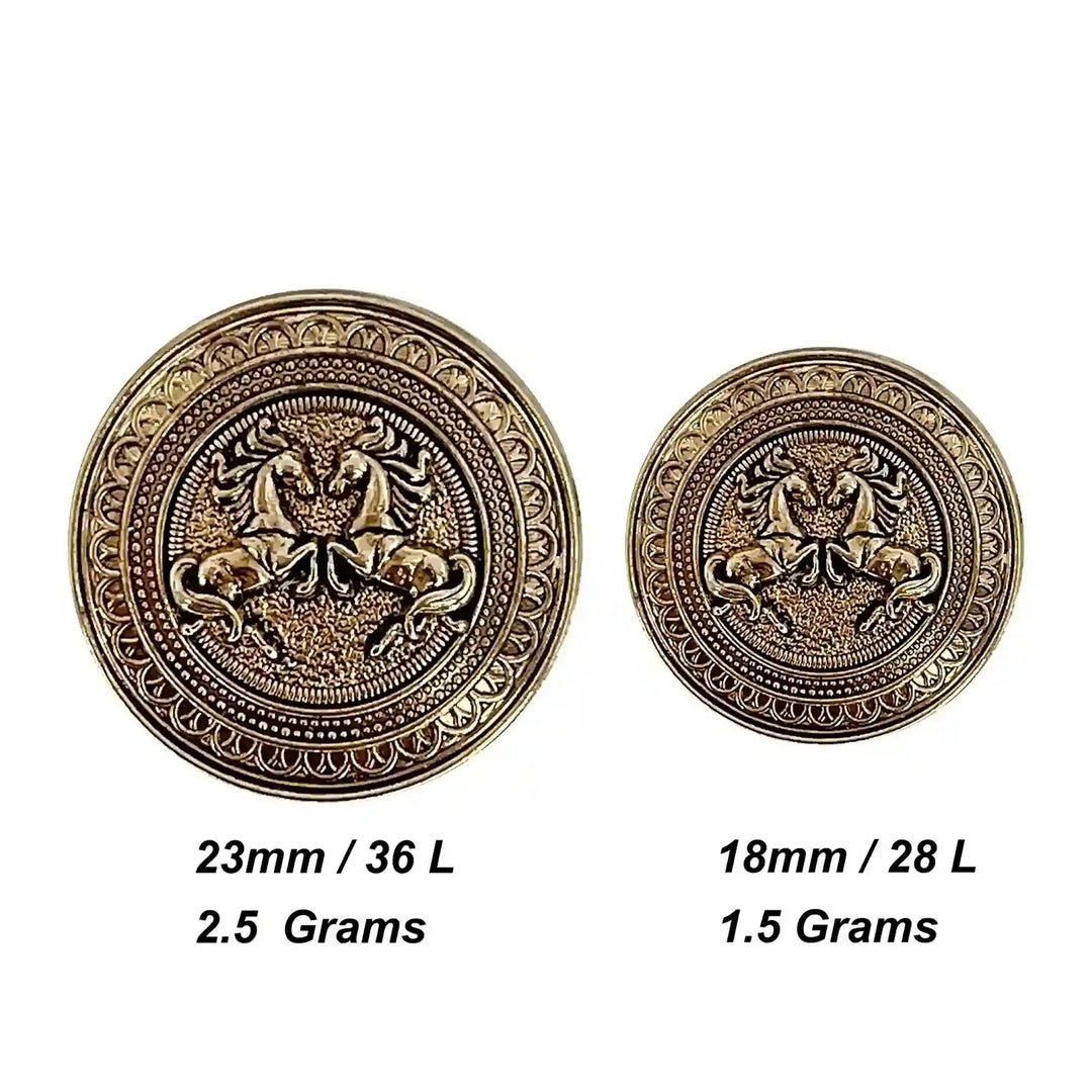 Embossed Dual-Horse Metal Buttons