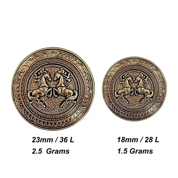 Embossed Dual-Horse Metal Buttons