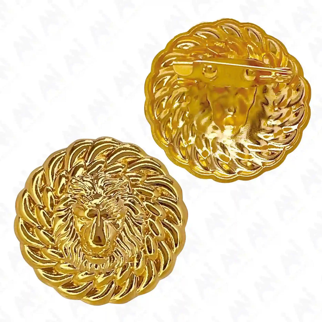 Lion Head Shiny Gold Metal Brooch