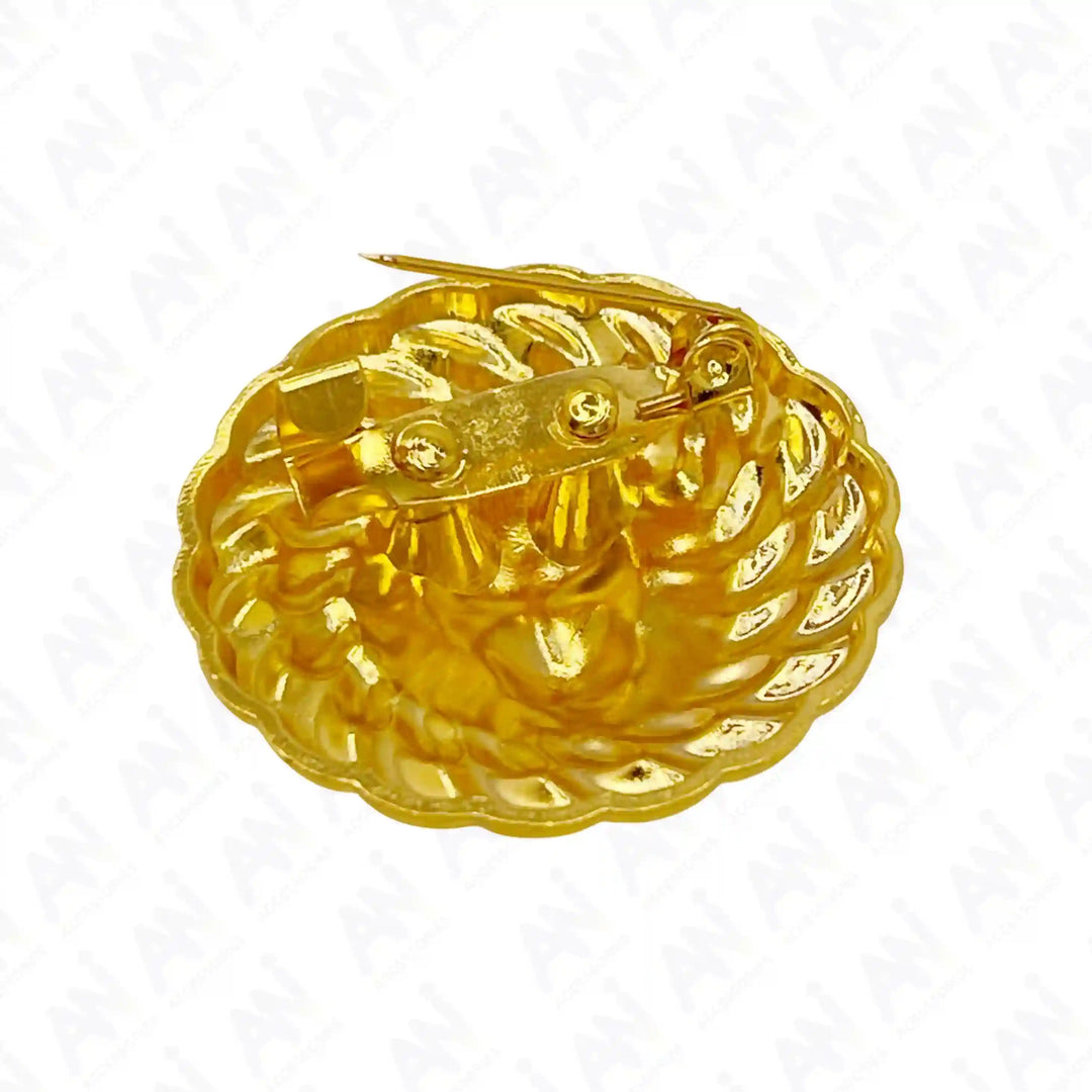 Lion Head Shiny Gold Metal Brooch