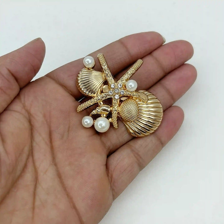 Luxury Oceanic Starfish Brooch & Shell Buttons