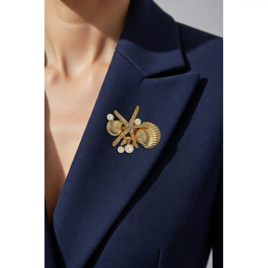 Luxury Oceanic Starfish Brooch & Shell Buttons