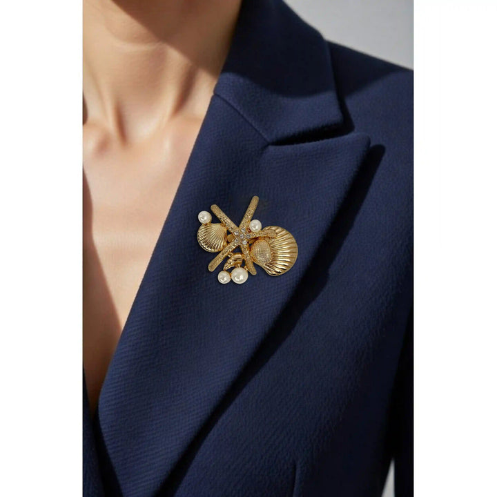 Luxury Oceanic Starfish Brooch & Shell Buttons