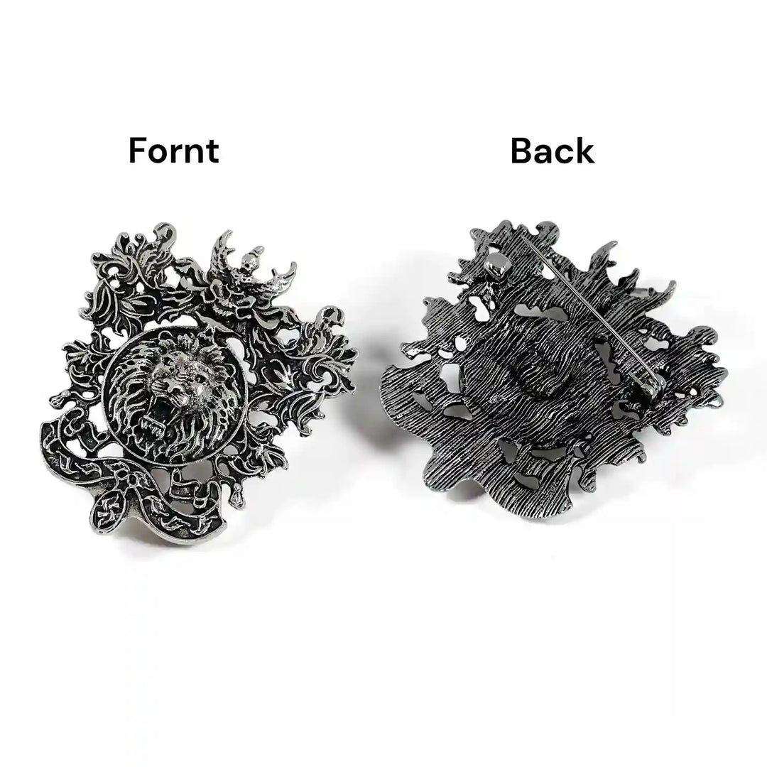 Heraldic Lion Crest Brooch