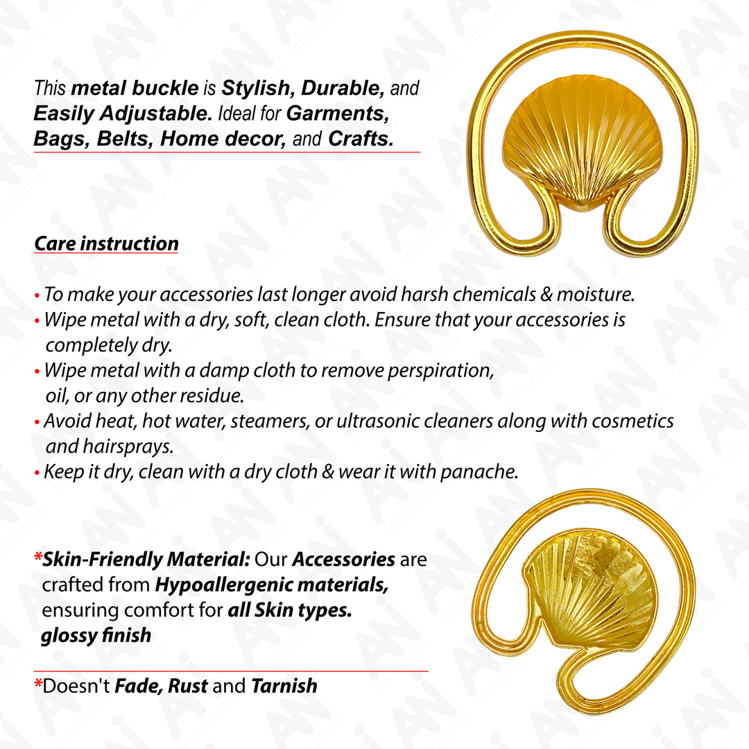 Golden Clam Seashell Metal Buckle