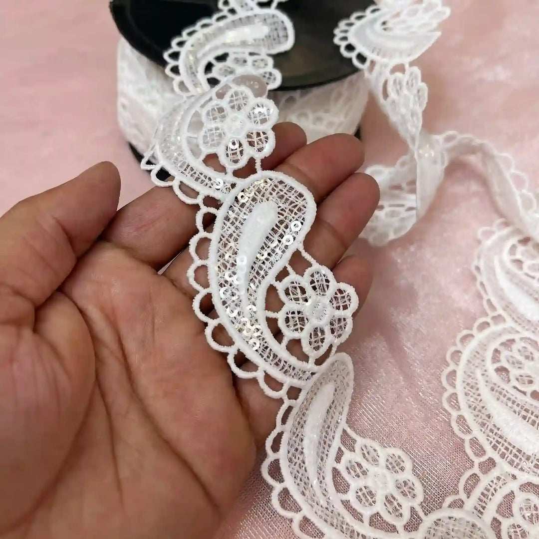 Paisely Floral Sequins Lace | SKU-K-634
