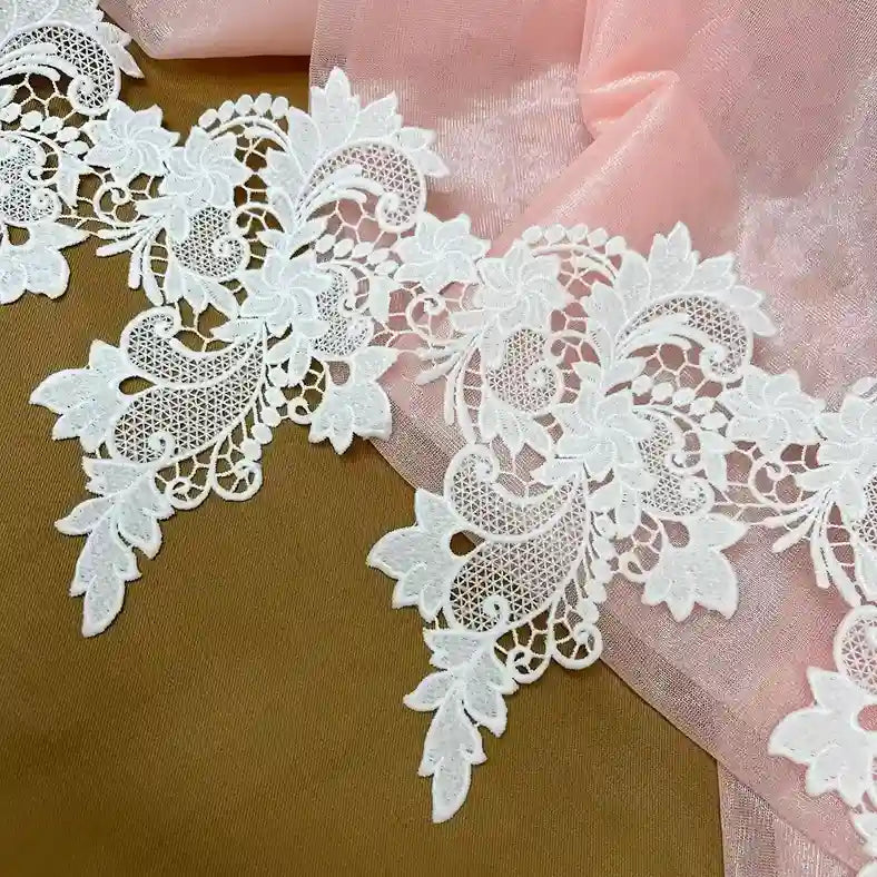 Floral & Leafy Embroidered Lace Border | K-727