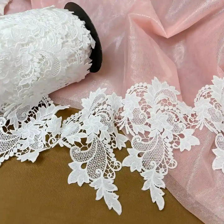 Floral & Leafy Embroidered Lace Border | K-727