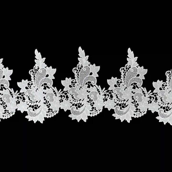 Floral & Leafy Embroidered Lace Border | K-727