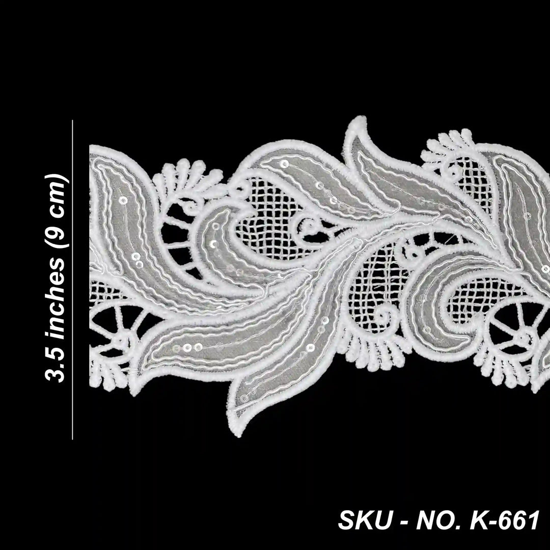 White Sequin Paisley Trim | SKU-661