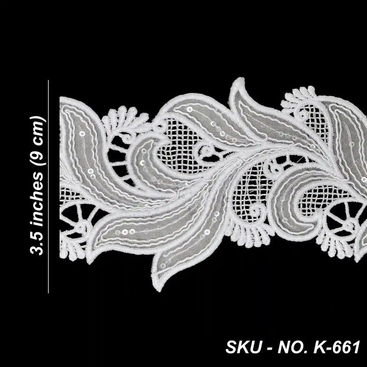 White Sequin Paisley Trim | SKU-661