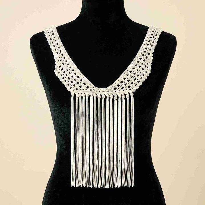 V-Neck Fringe Neckline Lace