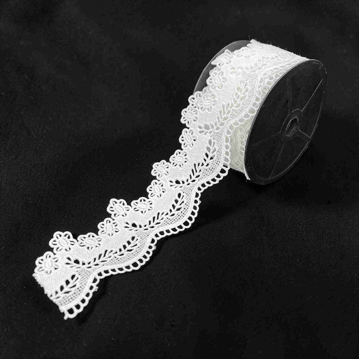 2 Meter | Scalloped Daisy Mesh Trim Spun Poly Lace | 2.9 Inches | SKU-K3/743