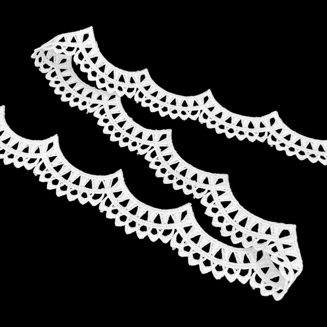 2 Meter | Crown-Edge Geometric Spun Poly Lace | 1.5 Inch | SKU-K3/731