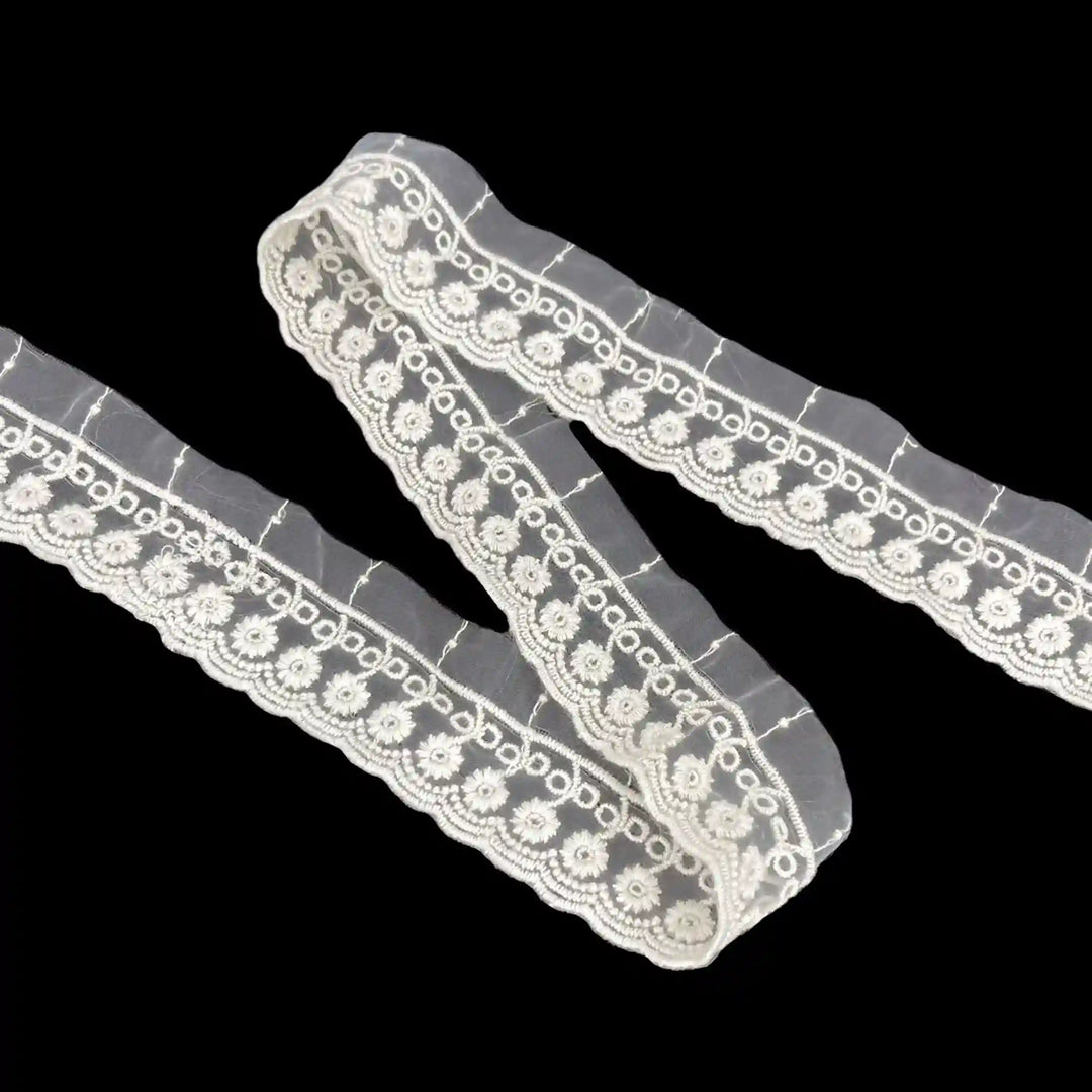 Floral Border Organza Lace | 2 Meters | SKU-CE-5