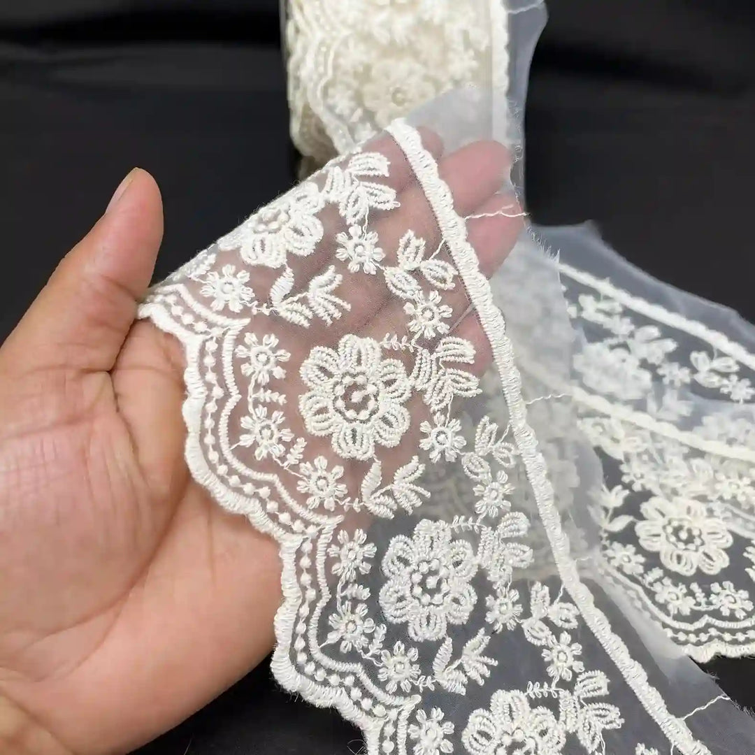 Sheer Organza Embroidered Trim | 2 Meters | CE-16