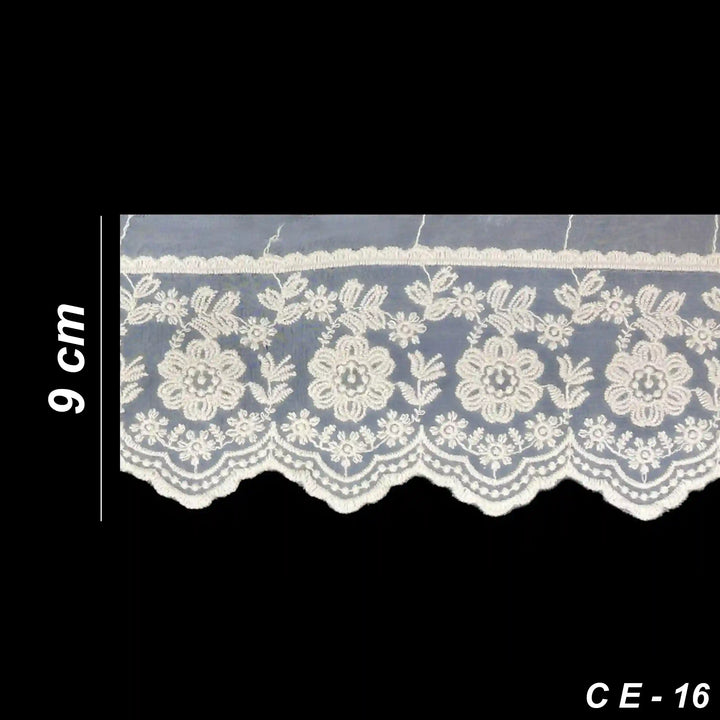 Sheer Organza Embroidered Trim | 2 Meters | CE-16