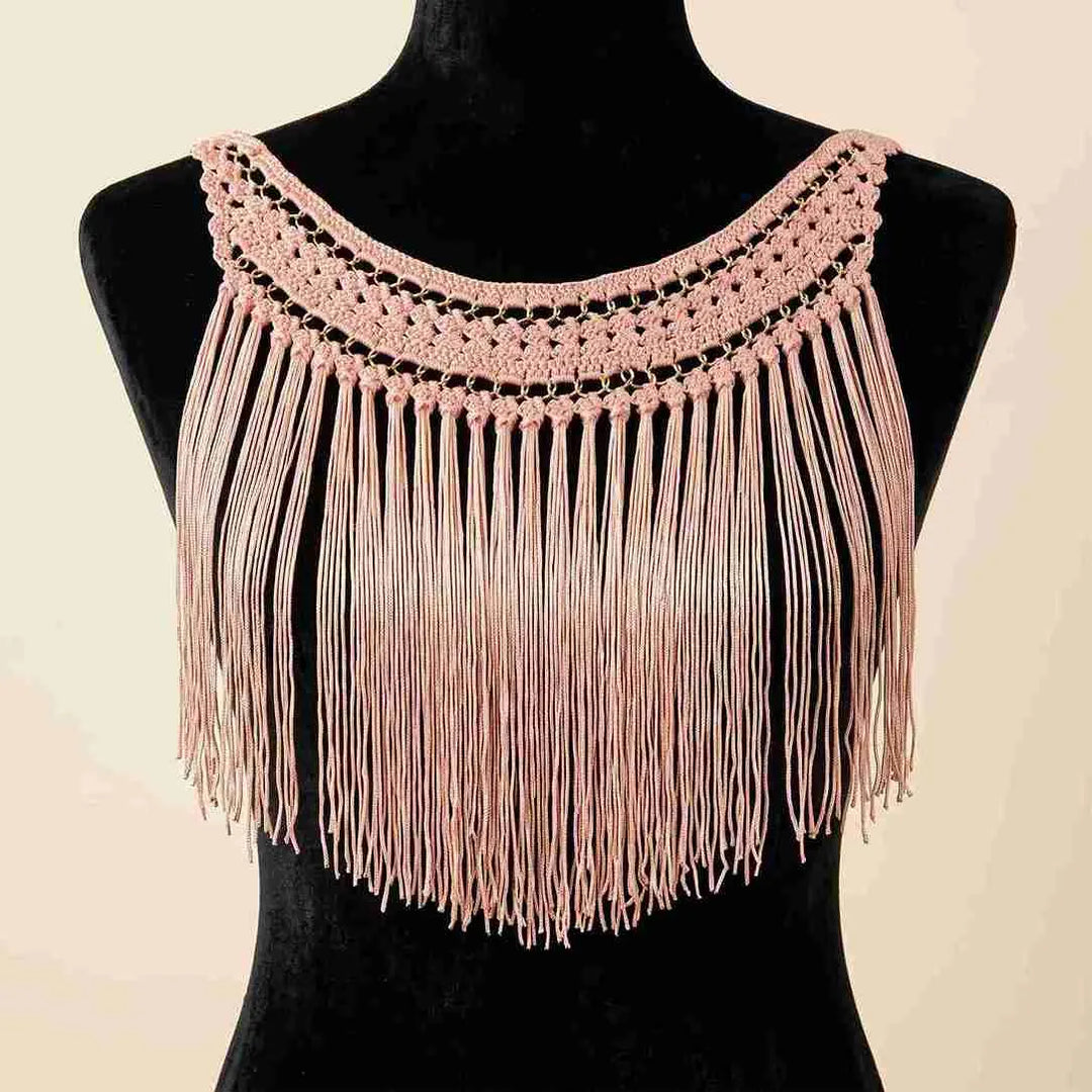 Dusty Pink Fringe Scoop Neckline Patch
