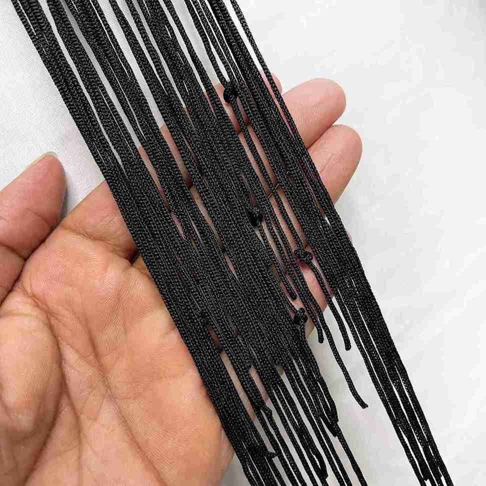 Black Macramé Y-Necklace Fringe Collar Patch