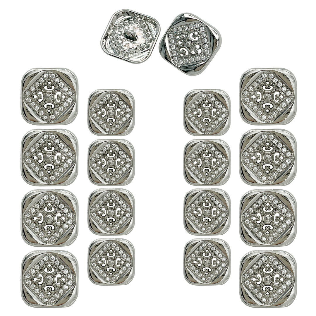 Square Crystal Metal Buttons