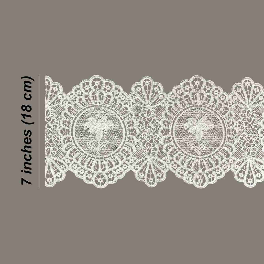 Italian Floral Medallion Guipure Lace Trim | 2 Meters | Width 18cm (7 Inches) 180mm