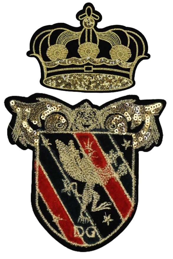 Imperial Eagle Crown Set large sew-on patch by Ani Accessories with regal embroidered design for jackets and uniforms