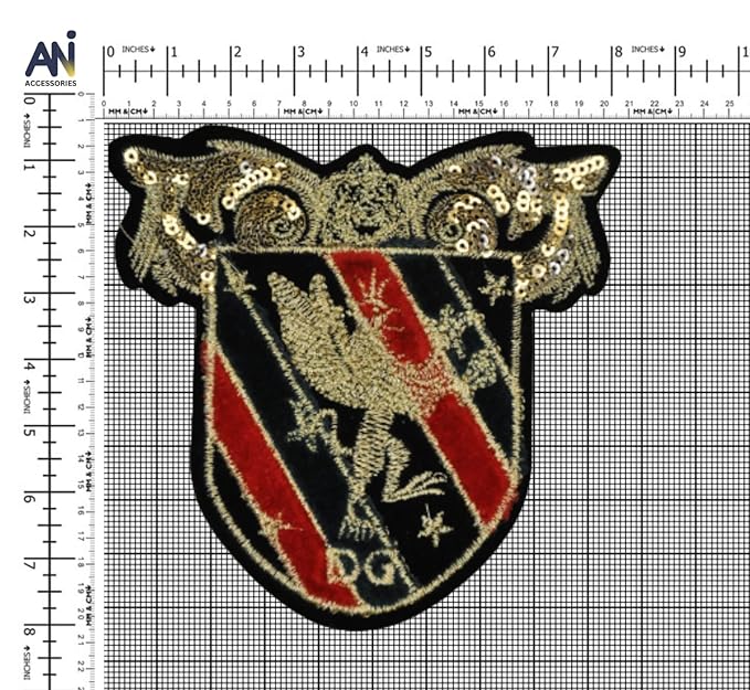 Imperial Eagle Crown Set sew-on patch by Ani Accessories showing large size for accurate reference.