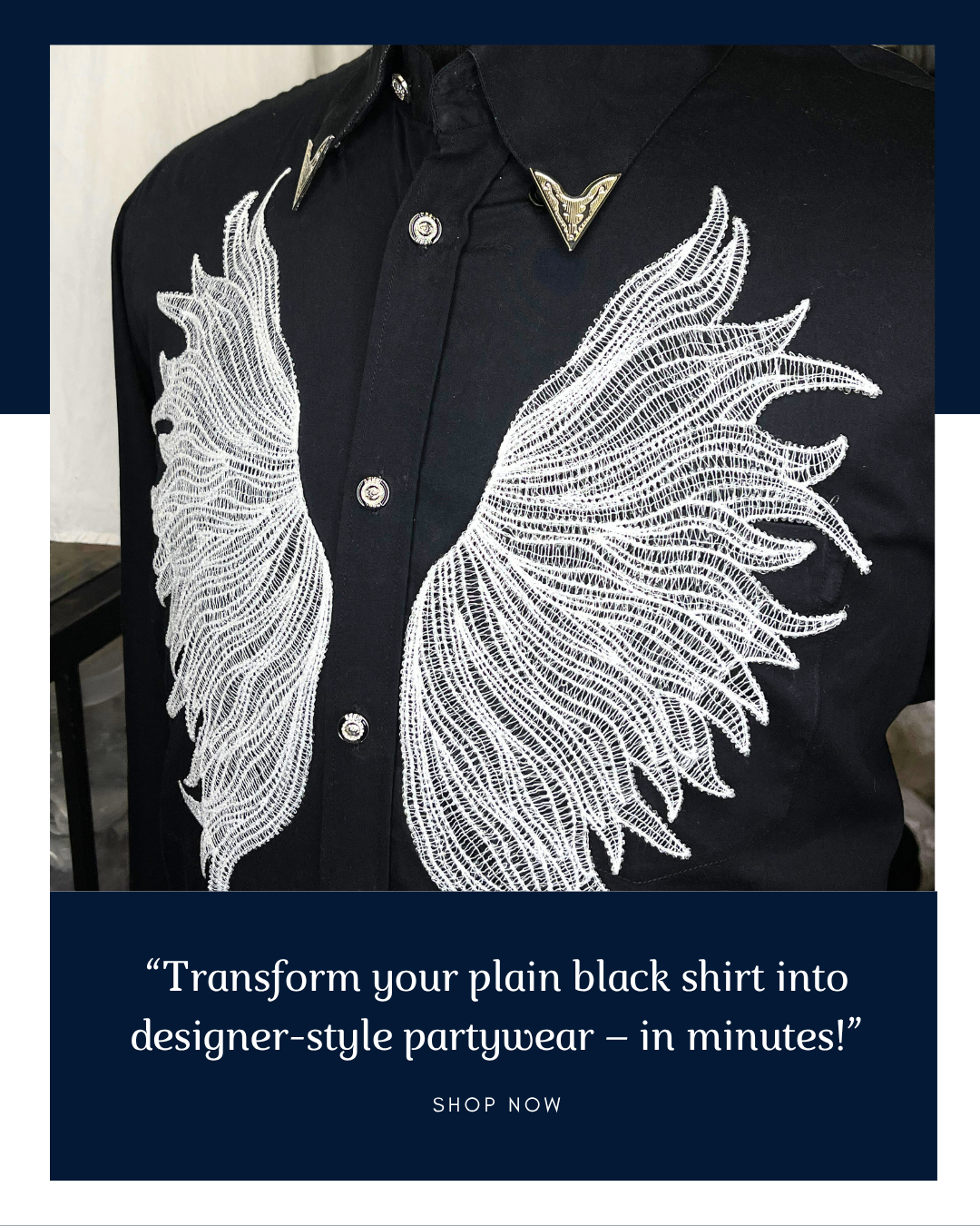Angel Wing Patch with Buttons & Collar Tips | Combo Set