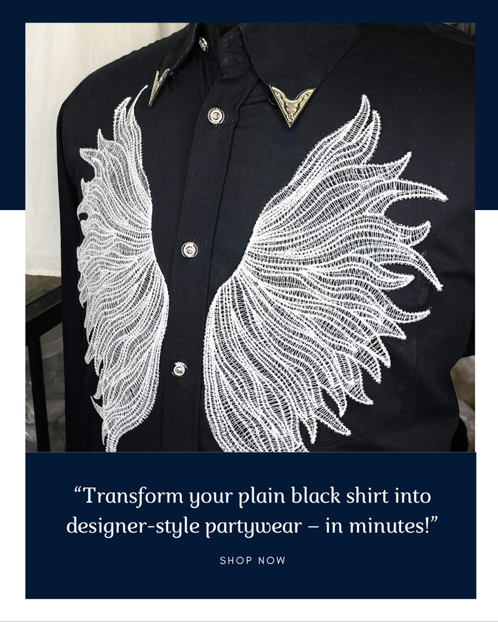 Angel Wing Patch with Buttons & Collar Tips | Combo Set