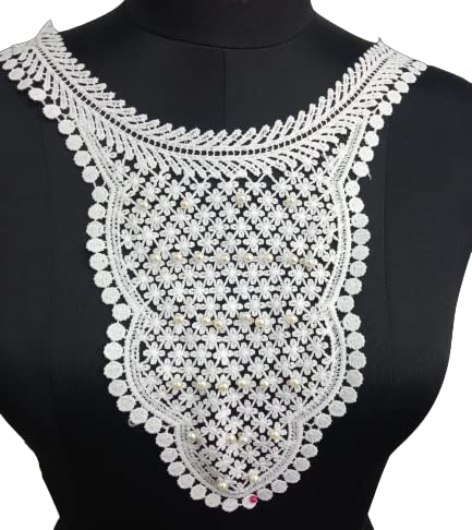 Intricate openwork floral neckline by Ani Accessories on women’s dresses, kurtis, and blouses, adding elegance and premium style.