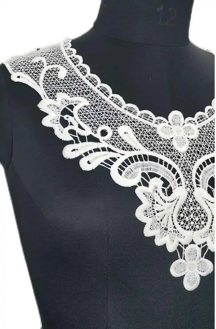 Intricately crafted ornate lace neckline applique for dresses and kurtis by Ani Accessories