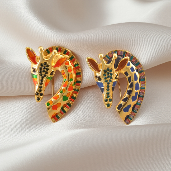 Jeweled Giraffe Brooch Pin