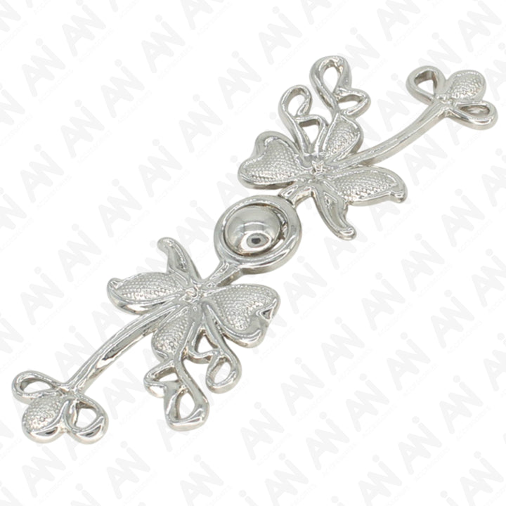 Lily flower silver Frog closure Pearl Buttons